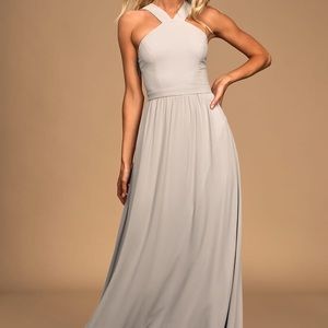 Lulus Air of Romance Grey Maxi Dress